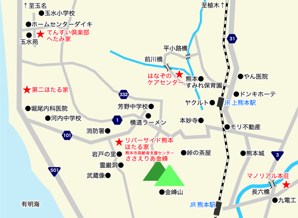 熊本市高齢者支援センターささえりあ金峰アクセスマップ